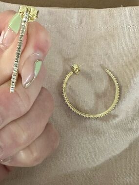 Sheila Fajl Gold Hoop and Linear Crystal Drop Earring Set - Women Jewelry